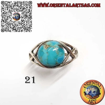 Anello in Argento 925 ‰ con Turchese Naturale dell’Arizona – Nodo Celtico - Immagine 1 di 4