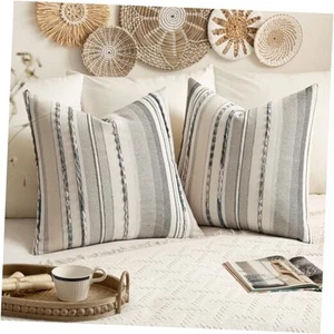 Set of 2 Boho Decorative Throw Pillow Covers 26" x 26" (Pack of 2) Grey-white - Picture 1 of 7