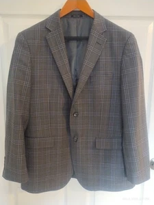 Pronto Uomo "Platinum" 42r Men's Gray/Blue Plaid Blazer Sport Coat Jacket Vented - Picture 1 of 5