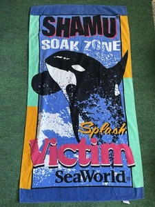 Toalla de playa de algodón Shamu Sea World Adventure Parks de colección zona de remojo salpicaduras - Imagen 1 de 2