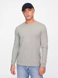 T-shirt maglietta manica lunga GAP Everyday nuova con etichette 100% cotone grigio erica uomo M L - Foto 1 di 4