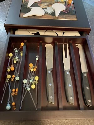 Wooden Charcuterie Board Set With Drawer & Removable Glass Cutting Board Large - Image 1 of 4