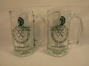 SHINNECOCK HILLS CLUB DE GOLF 1891 SOUTHAMPTON NY par de 2 tazas de vidrio tazas - Imagen 1 de 5