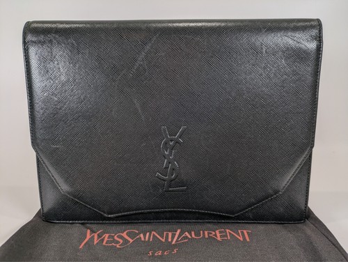SAINT LAURENT (YSL) Borsa s pochette Yves Saint Laurent in pelle nera di vitello YSL