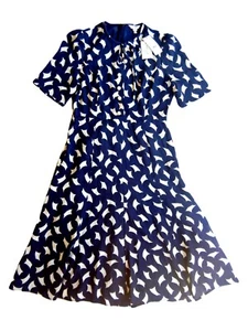 L.K. Bennett Women's New Designer 100% Silk Blue Dress - UK 12 US 8 - RRP $570 - Picture 1 of 12