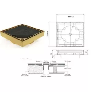 FORME 110×110 DRAIN - TILE INSERT PVD BRUSHED GOLD FD11XS90-TBG - Bild 1 von 2