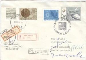 Yugoslavia Olympic Games Sarajevo 1984 cover with Value cancel Travnik - Picture 1 of 2