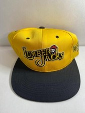 Vintage Cleveland Lumberjacks IHL Hockey Snapback Hat Yellow & Black RARE