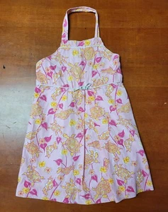 Vintage Lilly Pulitzer Halter Sun Dress Girls 5 White Label Pink Turtles - Picture 1 of 1