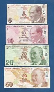 TURQUIA // TURKEY -- 5-10-20-50 LIRA ( 2009 ) -- F // F+ -- P.222-223-224-225 . - Picture 1 of 2