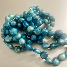 Baroque Freshwater Cultured Pearl Strand, Dyed Blue. Necklace is 48 inches