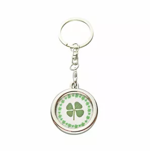 Lucky Real Four Leaf Clover Circle Good Luck Keyring with Certificate - Picture 1 of 1