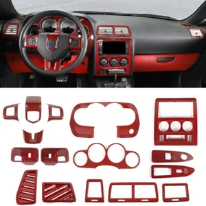 Red Carbon Fiber Interior Dash Trim Kit for Dodge Challenger 09-14 Accessories - Picture 1 of 14
