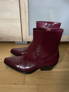 Calvin Klein Arianna Ankle Western Cowboy Boots color: cuero ciruela talla 40 NUEVO - Imagen 1 de 15