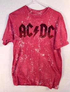 EUC AC/DC Splatter Design T Shirt Medium Retro Red Music Band - Picture 1 of 3