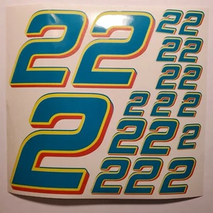 Teal w/ Orange & Yellow #2's Racing Numbers Vinyl Decal Sheet 1/10-1/12 slash - Picture 1 of 11