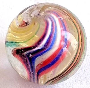 OLD TOY MARBLE razor ribbon with 2 panel of a wide ribbon & threads swirl wet - Picture 1 of 14