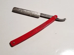 Vintage G.D Abrams & Son Detroit, Mich Straight Razor Super-Wedge Shop Work Red - Picture 1 of 12