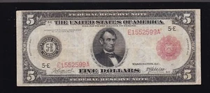 US 1914 $5 FRN Richmond Red Seal Note FR 836b VF (599) - Picture 1 of 2