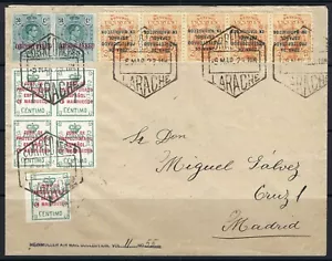 B&D: 1923 Spanisch Marokko Scott 65 & 77 auf Cover mit Spanien Scott C4a (PR)--selten - Bild 1 von 2