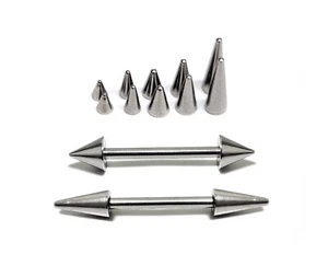 Titanium Spike Nipple Barbell Piercing Jewellery - 16G, 14G Straight Barbell - Picture 1 of 8