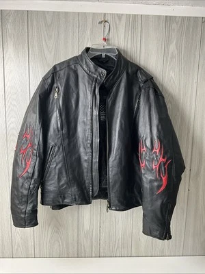 USA Bikers Dream Apparel Hombres Cuero Motocicleta Chaqueta Thinsulate XL Llamas Foto 1 de 4