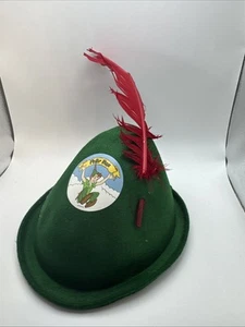 Disney Peter Pan Cappello Feltro Verde Piuma Disneyland Deadstock Cosplay - Foto 1 di 6