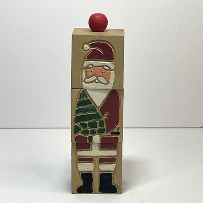 老式旋转雕刻木块拼图圣诞老人圣诞节民间艺术 — 第 1/4 张图片