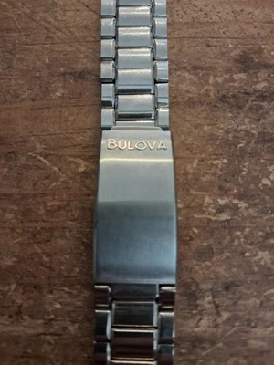 Bulova Watch Band Bracelet Stainles Steel Solid Link Vintage Measurements In Pic - Image 1 of 4