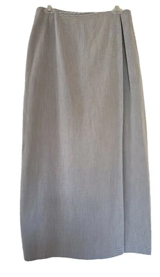 EMANUEL UNGARO Wrap Maxi Column Skirt Sz 12 Vintage 90s Y2K Gray Twill CBK - Image 1 of 4