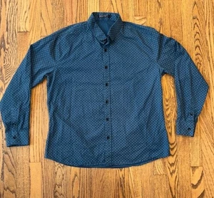 WULFUL Mens Blue Long Sleeve Button Down Casual Shirt with M Pattern Sz Large - Picture 1 of 12