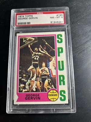 1974 Topps #196 George Gervin RC PSA 8 San Antonio Spurs Salón de la fama Foto 1 de 2