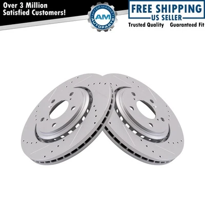 Juego de rotores de freno delanteros ranurados X perforados recubiertos en G delanteros para Acura Honda Foto 1 de 4