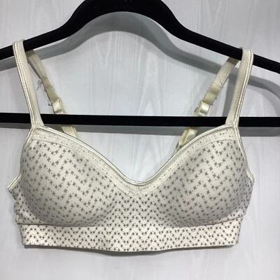 Hanes Bra Gray White Print Wireless Small Smooth Cup T-Shirt Women - Image 1 of 4