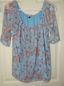 Blusa Wilde Azul Negra Floral Talla S Carrera Elegante Primavera Ligera Nueva Sin Etiquetas - Imagen 1 de 4