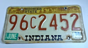 Vintage 1984 Indiana License Plate 96c2452 Hoosier State - Picture 1 of 2