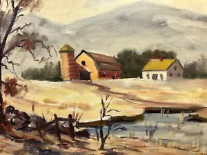 Pintura al óleo vintage Vermont Foothills Farm Springtime Green Mountains Art 1978 - Imagen 1 de 4