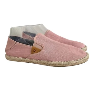 OluKai Kaula Pa'a Kapa Women's Size 9 Pink Espadrilles Slip On Shoes Linen - Picture 1 of 15