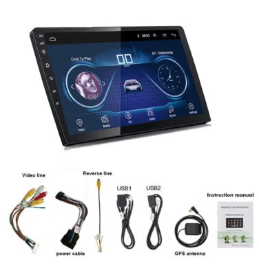 2 Din 10" Android Radio de coche Pantalla táctil Bluetooth WiFi GPS Reproductor - Imagen 1 de 4