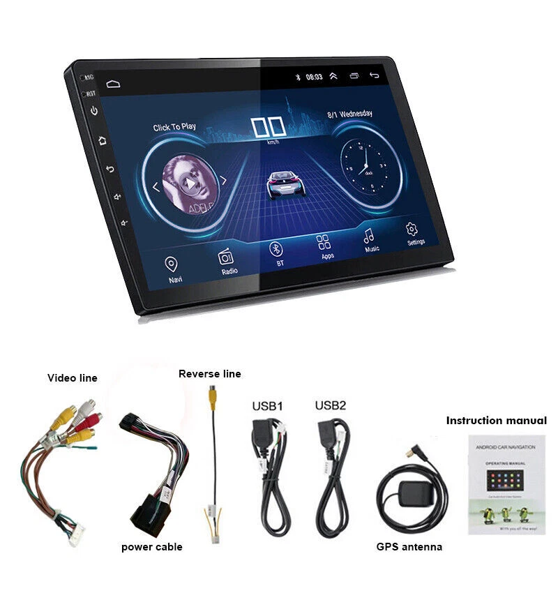 2 Din 10" Android Radio de coche Pantalla táctil Bluetooth WiFi GPS Reproductor - Imagen 1 de 4