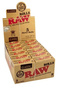 1 Box (24x) RAW Classic Rolls Slim 5m Länge unbleached Papers ungebleicht  - Picture 1 of 4