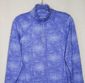 Camicia sportiva Kirkland donna taglia M manica lunga blu 1/4 zip palestra allenamento corsa - Foto 1 di 6