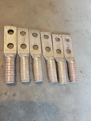 (6) Burndy YA252LN, Compression Cable Lug, 1/0 Cu 2-Hole Short Nema - Image 1 of 4