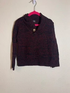 Sezzit Knit Sweater Button Preppy Casual Y2K Retro Black Red Boys Size 4 - Picture 1 of 4