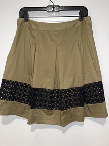ANN TAYLOR LOFT Women's Skirt 4 Olive Green Cotton Pleated Skirt - Picture 1 of 5