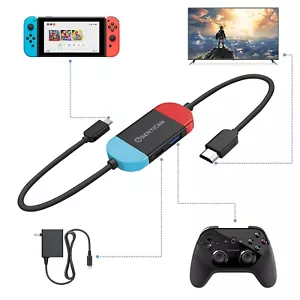 Nintendo Switch Dock USB-C HDMI Mini Travel TV Connector Controller Charger - Picture 1 of 10