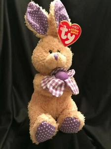 Beanie Baby PETUNIA Bunny Rabbit Plush Stuffed Purple Polka Dot Ty Retired 2006 - Picture 1 of 7