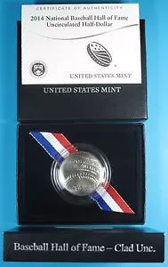 2014-D BASEBALL HALL OF FAME CLAD HALF DOLLAR UNCIRCULATED PACKAGING (B36) - Picture 1 of 6