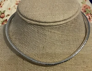 VTG Sterling MODERNIST Round 5mm Hammered 16.5" Collar Choker Necklace Beautiful - Picture 1 of 3