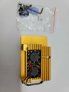 Dual Fans Aluminum Case Housing Enclosure Gold Heat Sink for Raspberry Pi 4B - Picture 1 of 1
